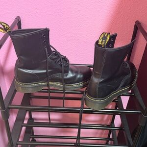 Dr. Martens Classic Black Boots with Yellow Accents
